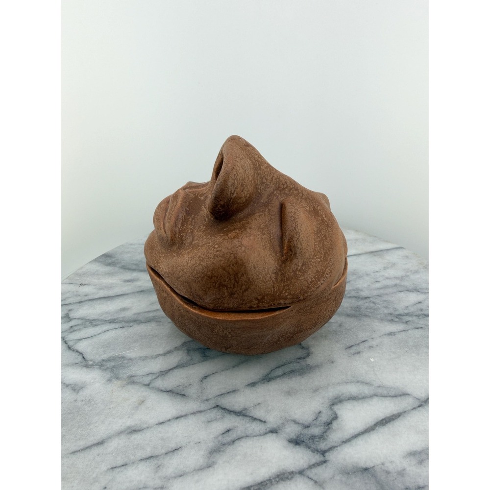 Vintage Studio Pottery Face Jar With Lid Nose Pot Whimsical Surrealist Brutalist - Picture 4 of 17